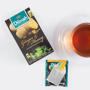 Dilmah Ginger And Honey Flavored Black Tea Bags, 20 Count - Serendip Delights