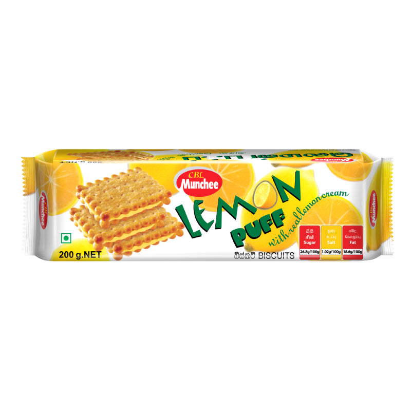 Munch Puffs Munchee Lemon Puff Biscuits - 200g & Serendip Delights